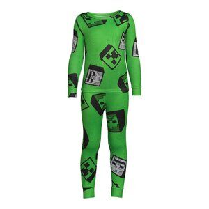 Minecraft Boys Long Sleeve All Over Print 2-Piece Pajama Sleep Set, Size 4 - New